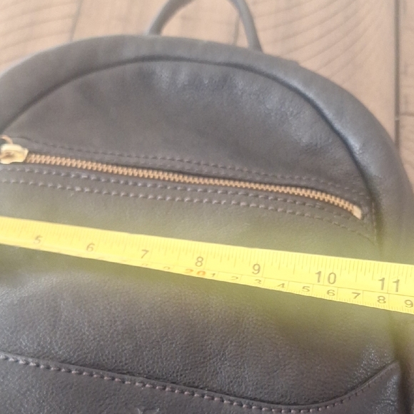 Frye Dark Leather Backpack with Gold Zipper - Picture 6 of 10